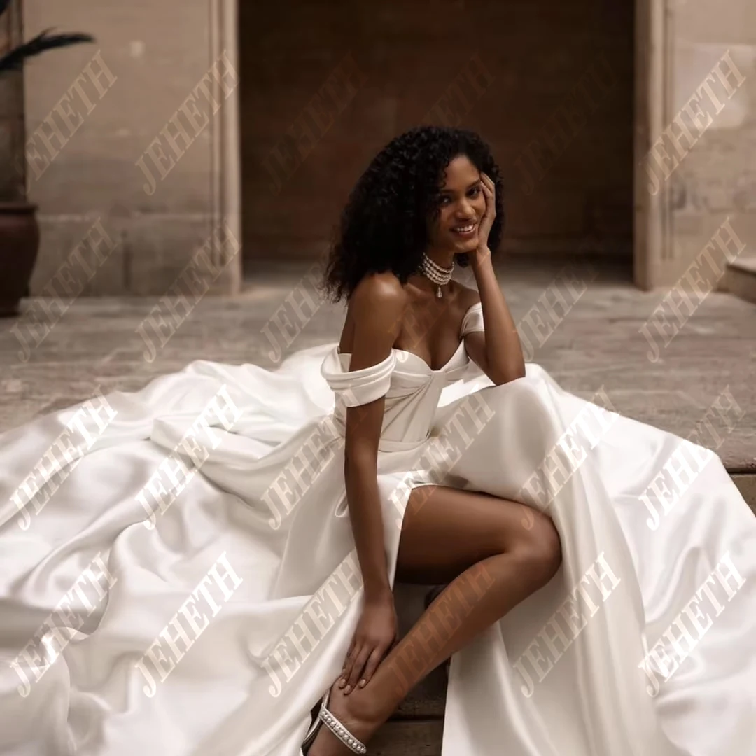 Elegant Sweetheart Wedding Dress For Women Off The Shoulder A-Line Side Slit Sweep Train Customize To Measures Robe De Mariee