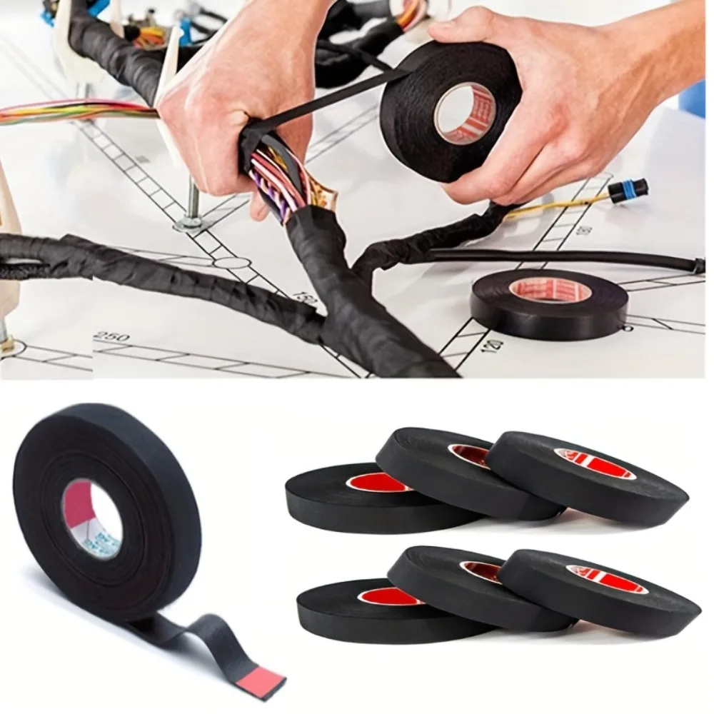 5pcs Wool tape, electrical tape, wiring harness tape, automotive engine compartment sound insulation tape, shielding tape, motorcycle and automotive flange wool tape, flame retardant tape.