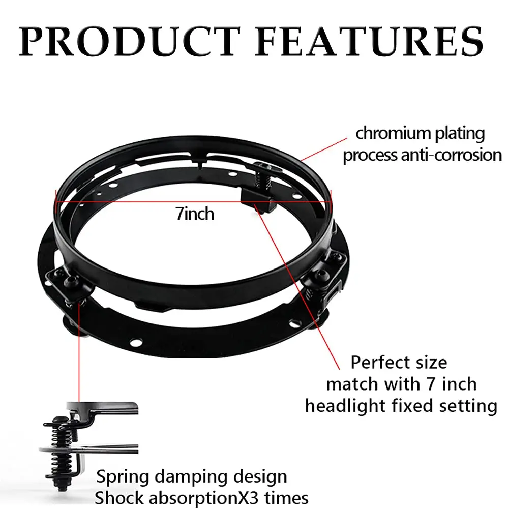 7 Inch Round LED Headlight Mounting Bracket Ring   For Jeep Wrangler JK TJ Suzuki Samurai for Harley Motorcycle 7\