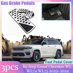 Gas Brake Pedals for Jeep Grand Cherokee WL WL74 WL75 2022~2024 Anti-Slip Aluminum Alloy Footrest Foot Pedal Cover Accessories