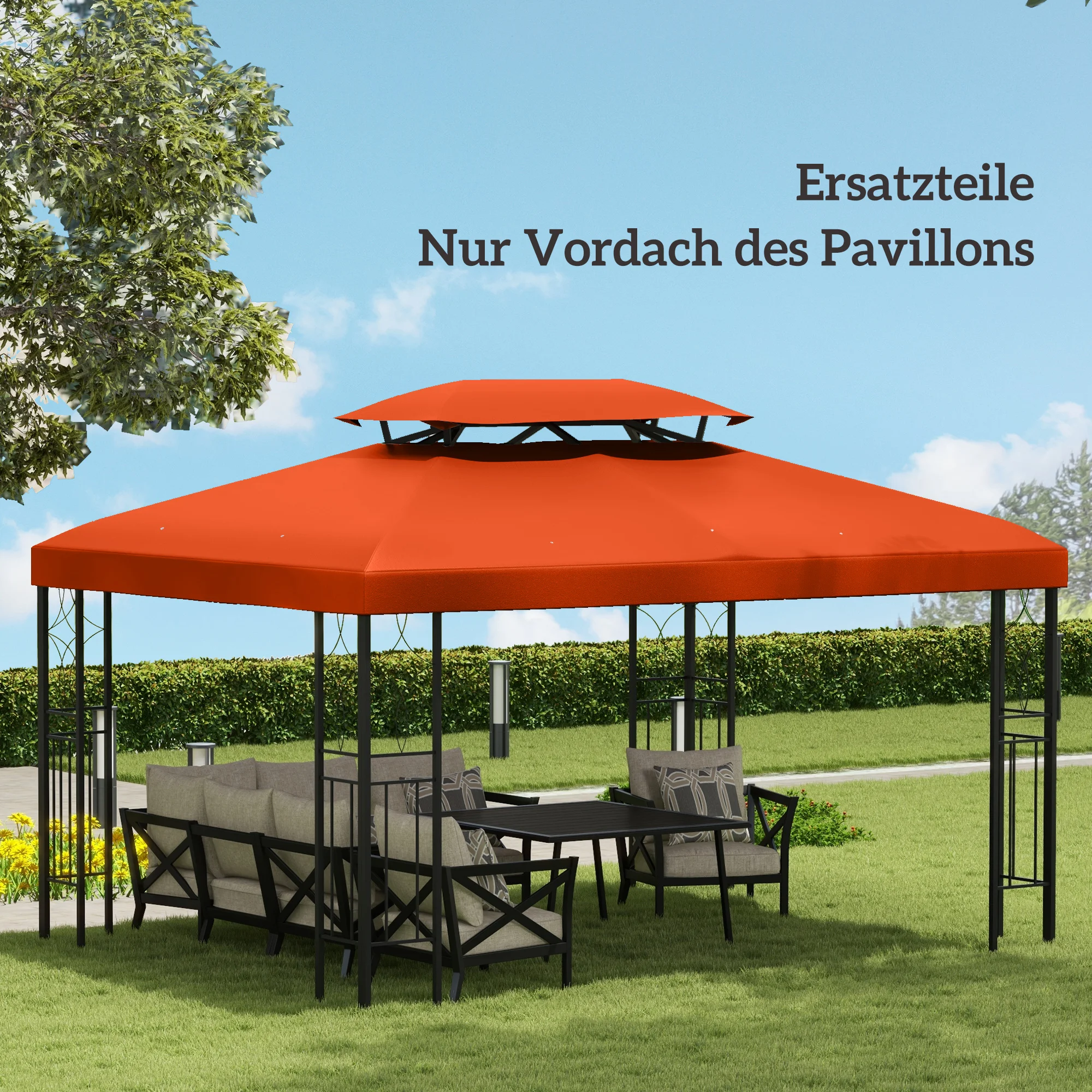 Gazebo de Jardín 3x4m Rostrot con Protección UV, Estructura Portátil de Poliéster para Jardín, Patio y Exteriores