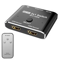 HDMI 2.1 8K Switch with Remote Control Directional 2in 1out Converter High Speed  Compatible with Xbox PS5 Projectors Monitors