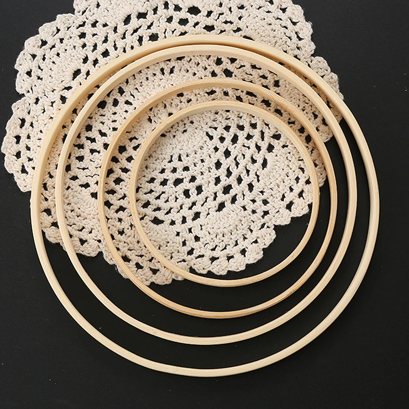 10/20pcs 10-20cm Bamboo Floral Hoop DIY Handmade Circle Catcher Round Wreath Wall Hanging Ring Craft Wedding Party Decoration