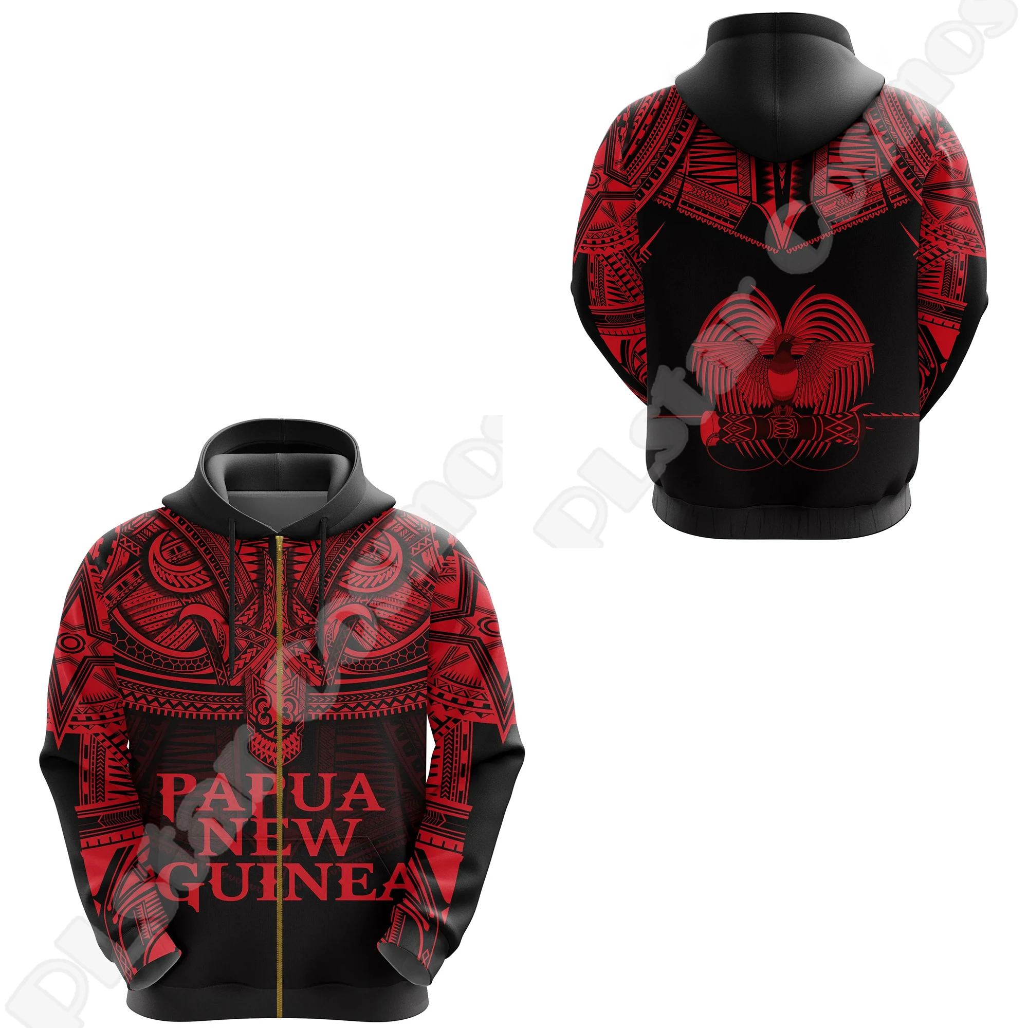 NewFashion Islands Country Flag Papua New Guinea Culture Tribal Tattoo Retro 3DPrint Pullover Harajuku Casual Hoodies Jacket M10