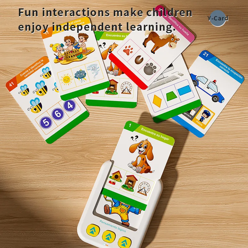 Spanish Language Early Childhood Education Logic Card Insert Learning Machine with 55 Cards And 110 Questions for Kids