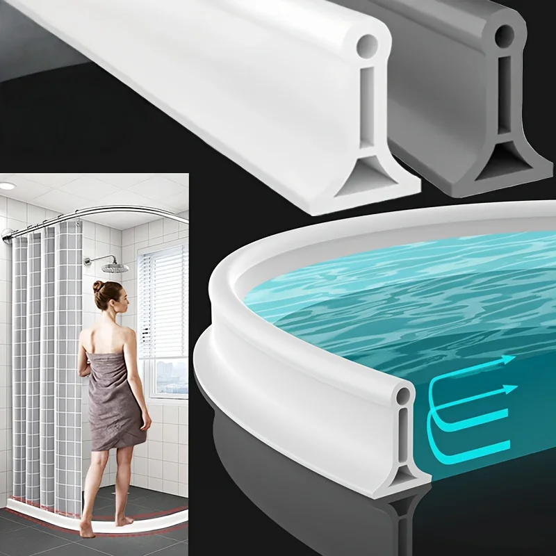 1PC 2m/78.74inch oldable shower threshold dam bathroom barrier water plug fixing system dry wet separation suitable for bathroom