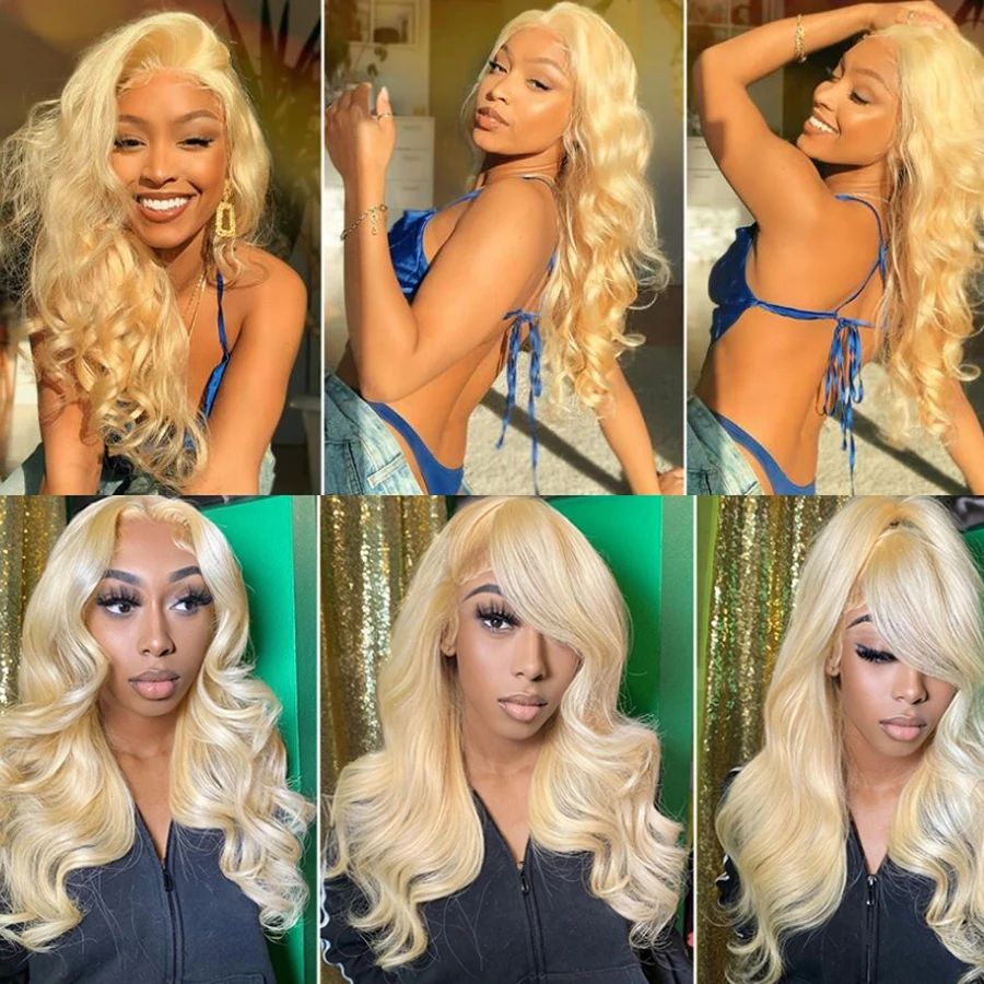32 Zoll 250% 13x6 HD Lace Frontal Perücken, Hautähnliche Natürliche Kopfhaut, 613 Blond, Body Wave Perücke, HD Lace Closure Echthaarperücken, Kleberlos – Detail 6