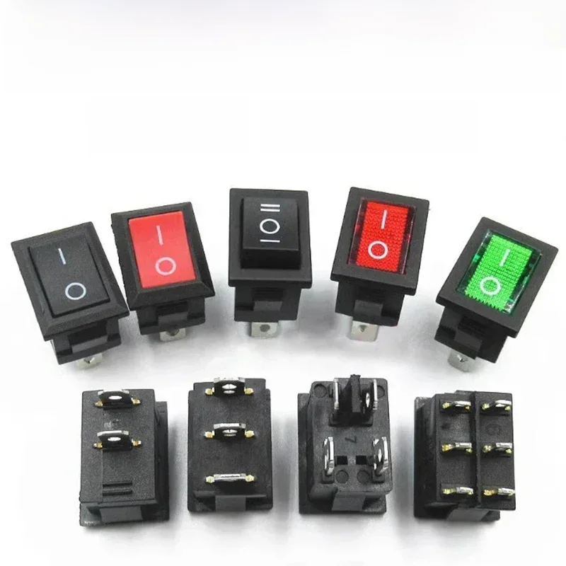Série KCD1, 2 3 4 Pin, Barco, Carro, Atacado, 15mm x 21mm, Preto, Vermelho, Verde, 6A, 250V, 10A,
