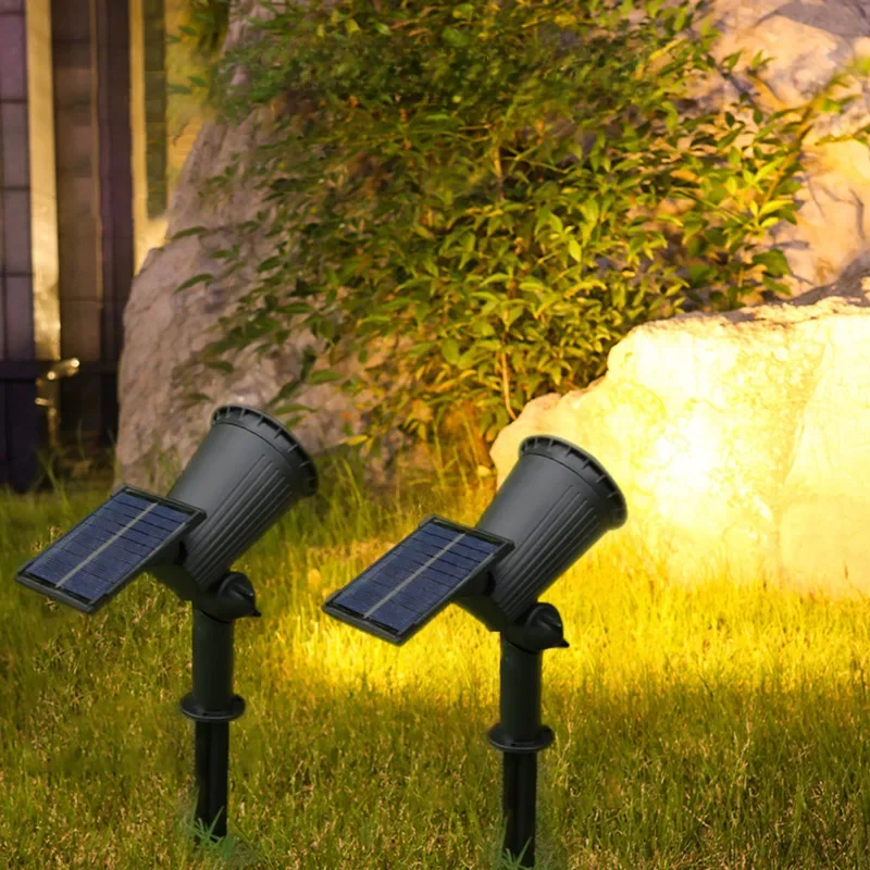9 LEDs Solar Spotlights, Outdoor Waterproof, Spot Lights, Brightness Adjustable for Garden Backyard Driveway Patio Decor