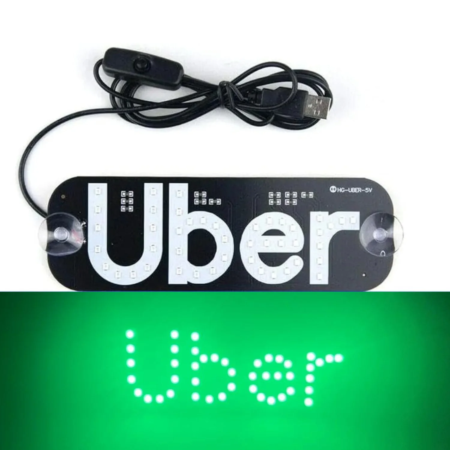 Car LED Light Sign with USB Interface, Blue Light Switch for Easy Nighttime Passenger Location, with Suction Cups for Window