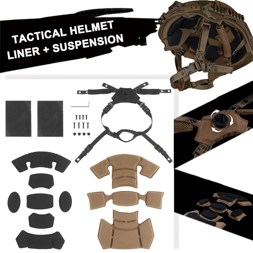 

Тактическая система подвески для шлема Dial Suspension System Chin Strap Комплект подкладок для шлема Airsoft Adjustable Dial для Wendy Охотничье снаряжение для стрельбы