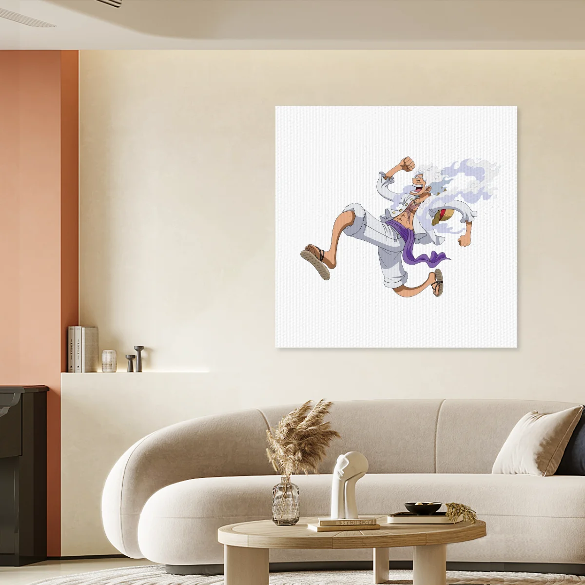 One Piece Luffy Gear 5 Nika Canvas Wall Art, Joy Boy Nika Luffy Full‑Body Anime Character Poster, Wall Hanging Canvas Painting, Perfect Gift for One Piece Anime Manga Fans