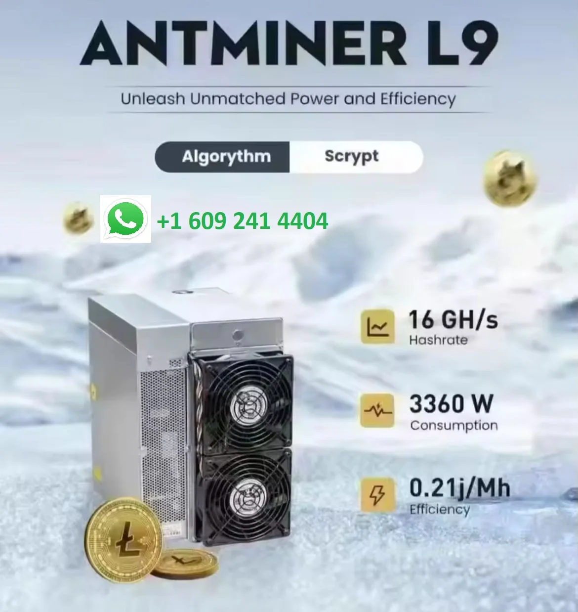 VENDAS COM DESCONTO ST NOVA Máquina de mineração Bitmain Antminer L9 16G 3360W LTC Miner Dogecoin