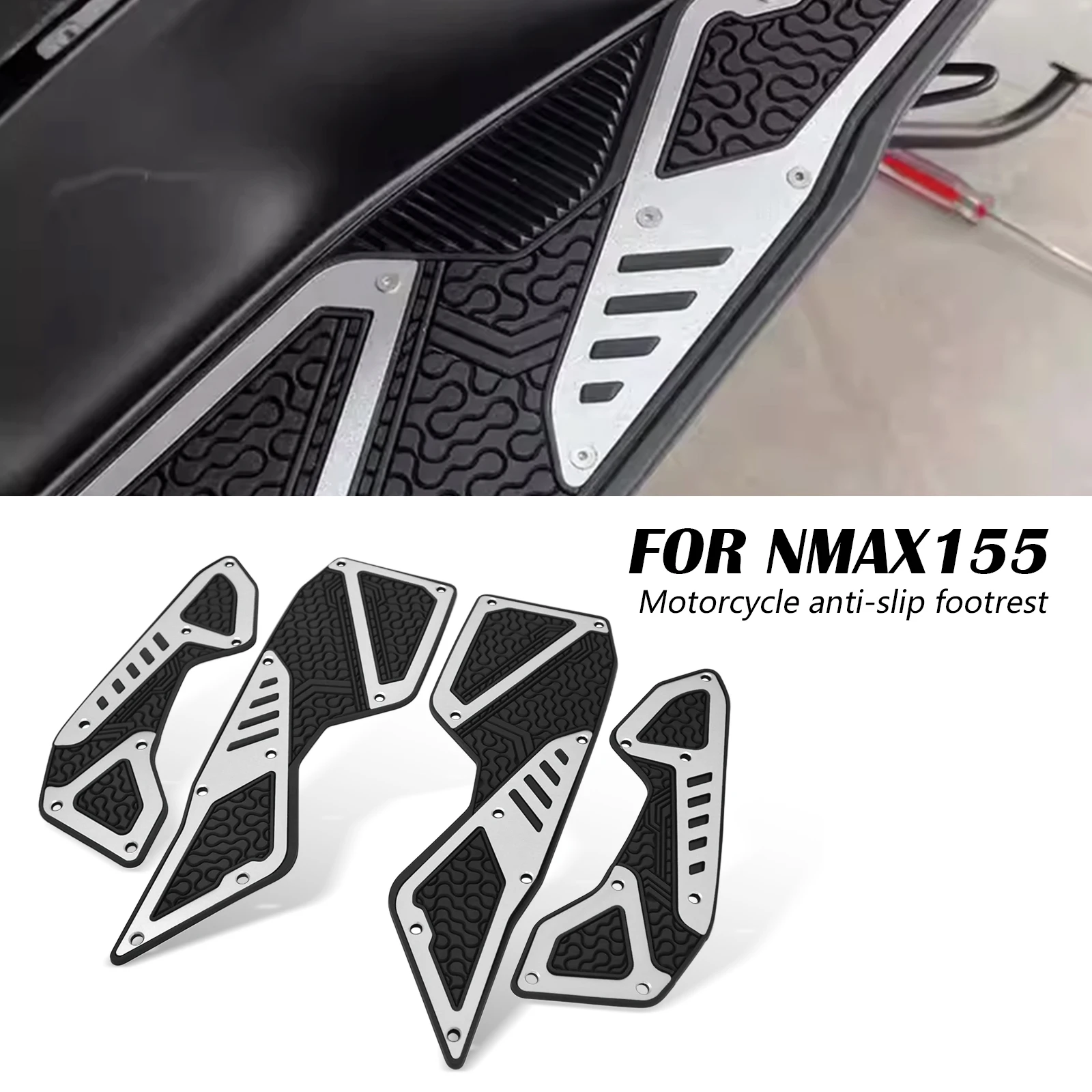 

Подножки (ступеньки) для мотоцикла Yamaha NMAX 155 2025: противоскользящие накладки на педали