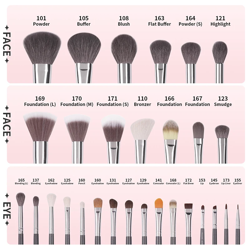 Docolor Makeup brushes set 29pcs Professional Natural hair Foundation Powder Contour Eyeshadow make up brushes with PU Leather