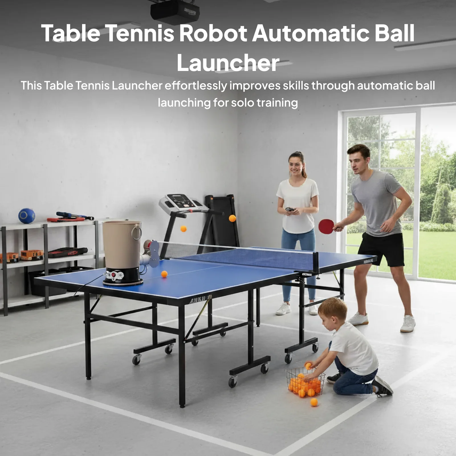 

Table Tennis Robot Professional Electric Pitcher Launcher Racket Training Device Automatic Pitcher for Self Exercise Beginners