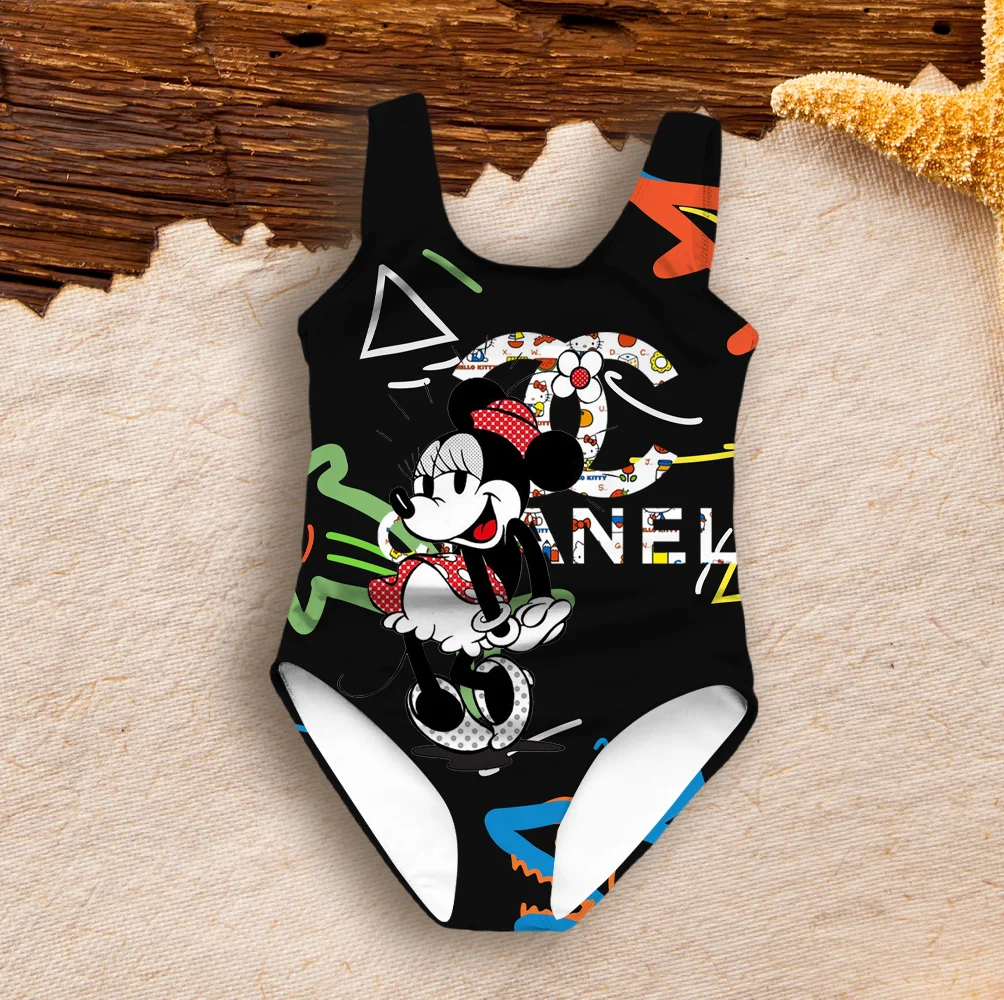 Y2k Disney Beautiful Minnie Cute Cartoon Illustration 3D Printing Summer Luxury Swimsuit Harajuk Fashion Girls Swimming Clothes