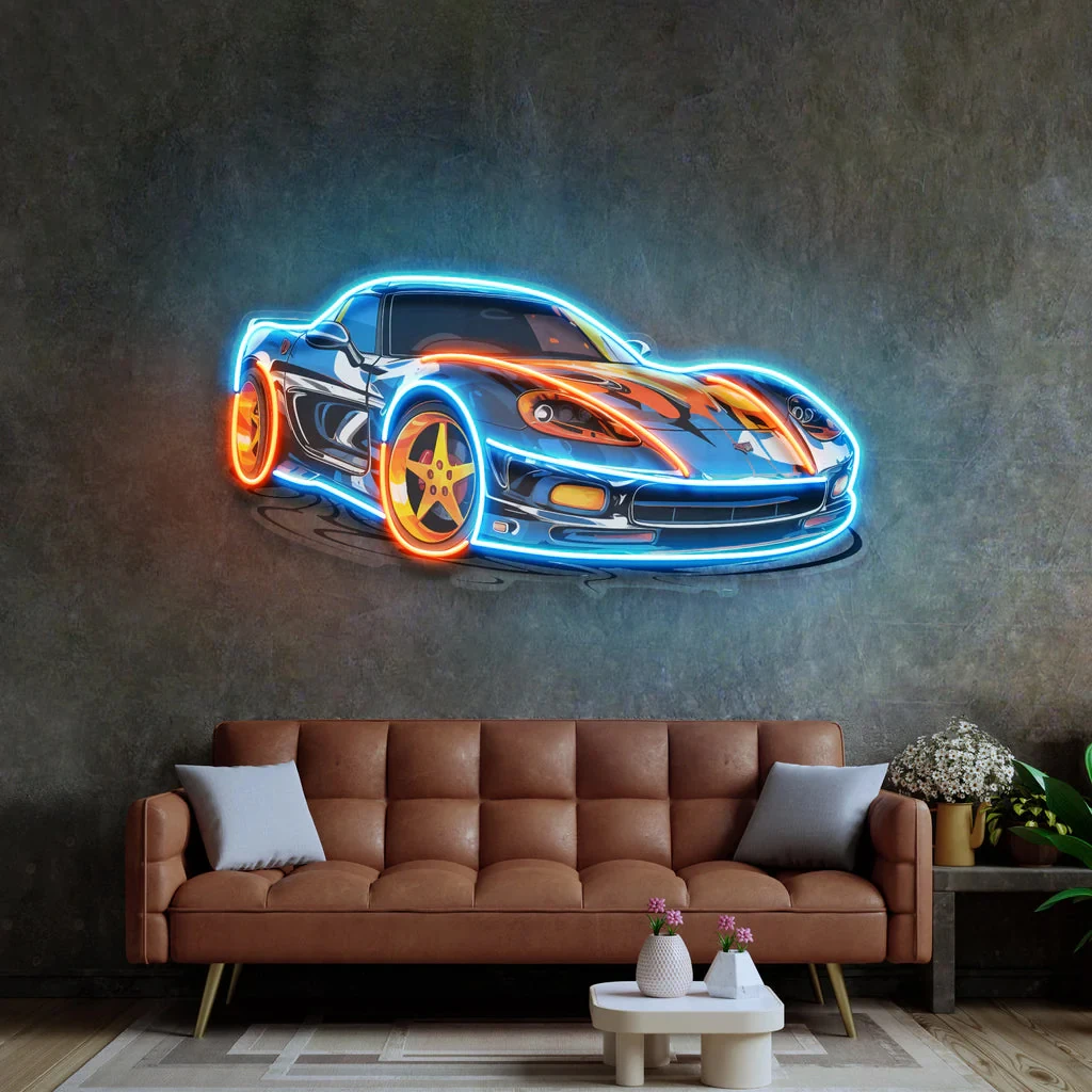 

Sports Car Neon Sign UV Print Car Neon Game Room/Boy Room Decor Super Racing Car Bar Club Wall Decor Gift for Him