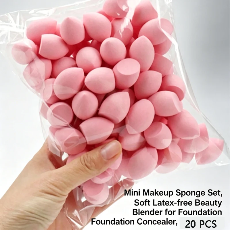 20-Piece Mini Makeup Sponge Set — Pink Makeup Sponges & Concealer Applicators — Perfect for Wet or Dry Concealing