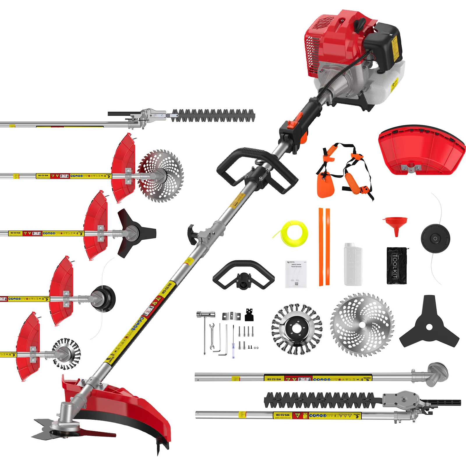 CONENTOOL 6 IN 1 2-takt motor benzine grasmaaier 52CC benzine bosmaaier gas heggenschaar kettingzaag snoeien takken tuingereedschap