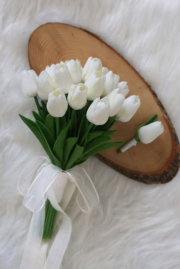 Cô Dâu Phù Dâu Cưới Hoa Trắng Hoa Lụa Hoa Loa Kèn Nhân Tạo Chú Rể Boutonniere Chân Mariage Bó Hoa Cưới Accessorie