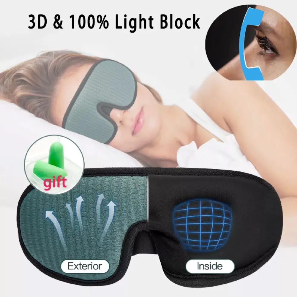 3D Sleeping Mask 100% Blocking Light Travel Relax Sleep Aid Eye Cover Sleep Night Smooth Soft Sleep Mask Blackout Blindfold