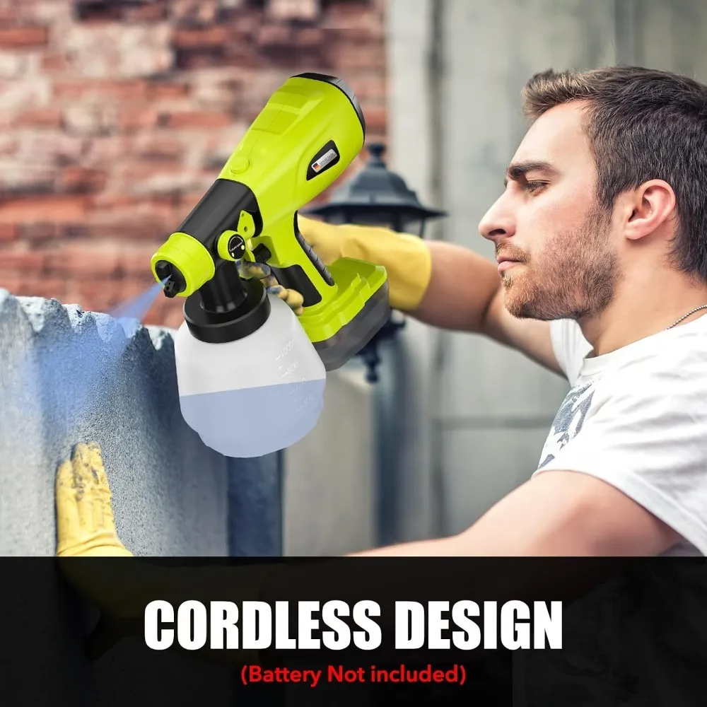 Paint Sprayer Compatible with Ryobi One+ 18V Battery w/1000ML Large Container (Battery not Included)