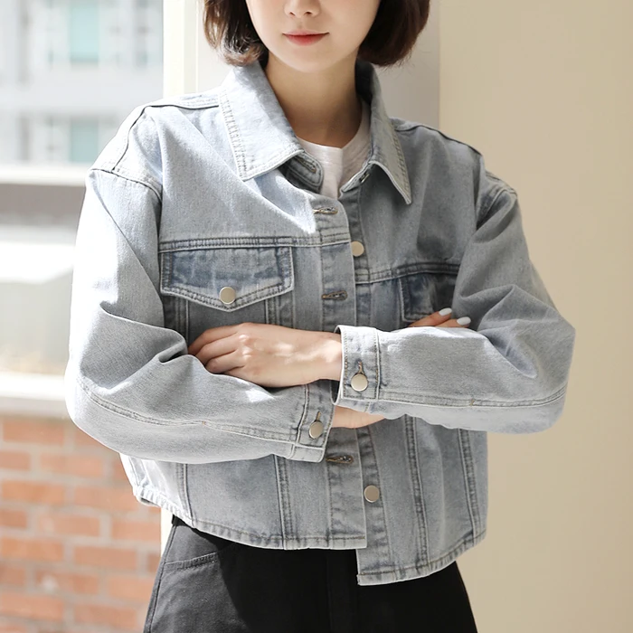 Lite Washing Casual Crop Denim Jacket FREE Fast Shipping