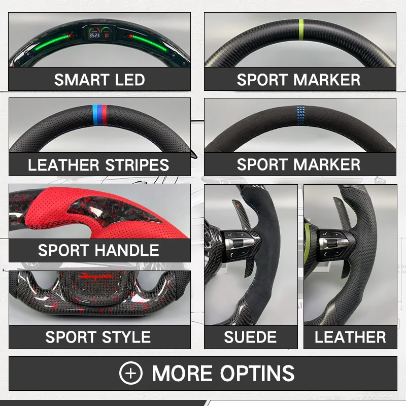 Luxury Car Interior for BMW F10 F30 F15 F20 F22 F32 F36 M3 M1 M2 Custom Real Carbon Fiber Steering Wheel with Smart LED view 6