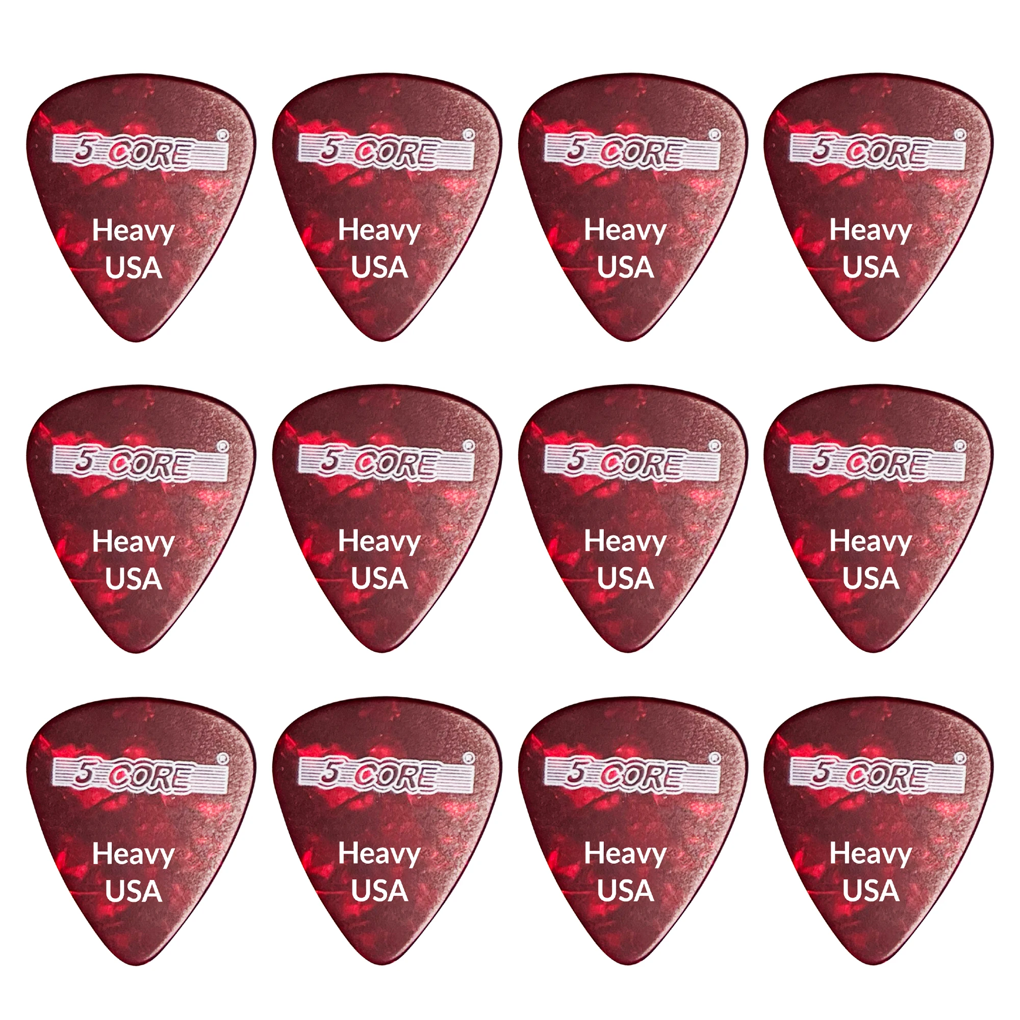 

5Core Guitar Picks 0.96mm Celluloid Heavy Gauge Pick - Acoustic Electric Bass Guitars RED- G PICK H R 12PK