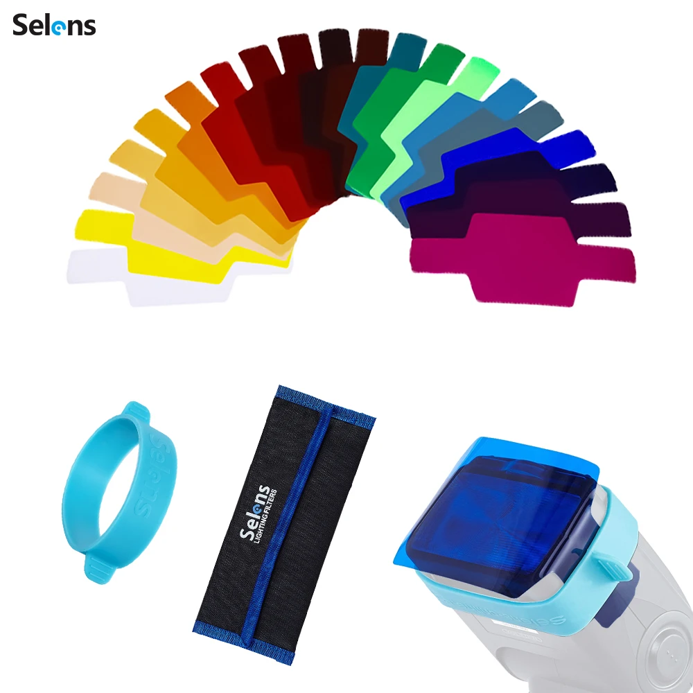 Selens 20pcs SE-CG20 Flash Gel Color Filters Photo Studio Kits Photography Accessories Speedlight Lighting Control Modifier