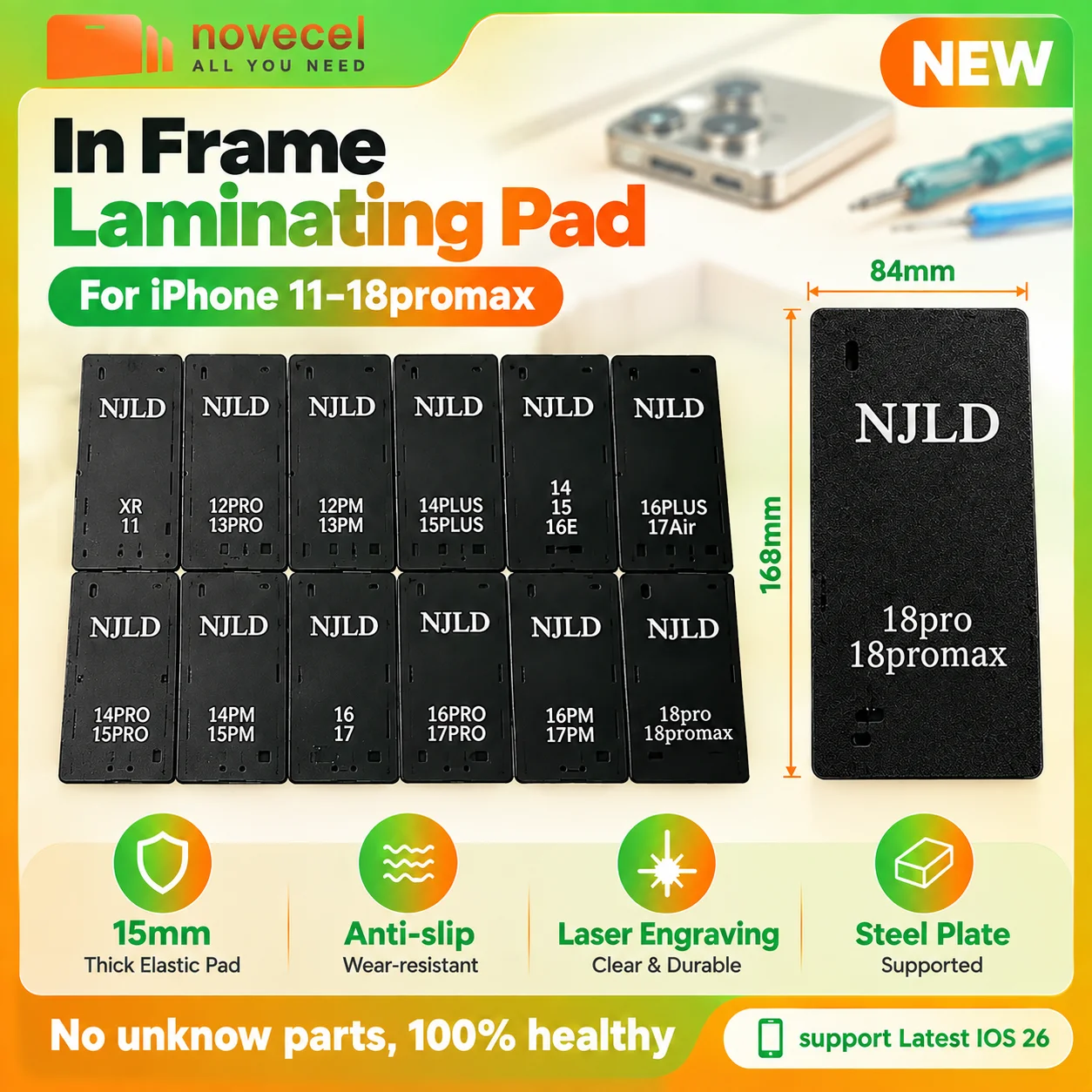 Tapis de laminage pour cadre, remise à neuf d'écran LCD pour iPhone 18 17 16 15 14 13 12 Pro Max, outils de réparation de téléphone, résolution du problème des bulles