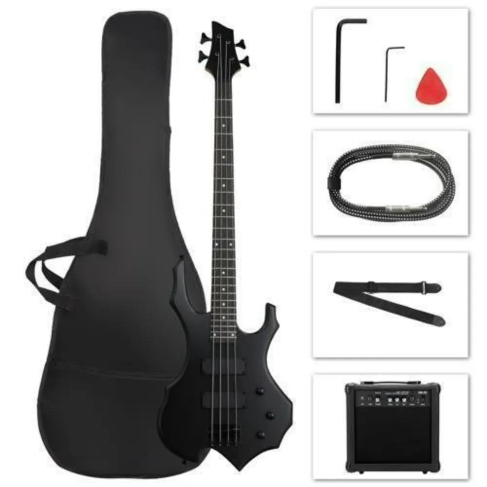 

School Band 44" Matt Electric Bass Guitar Basswood ,20W Amp,Carry Bag,Tool,Strap