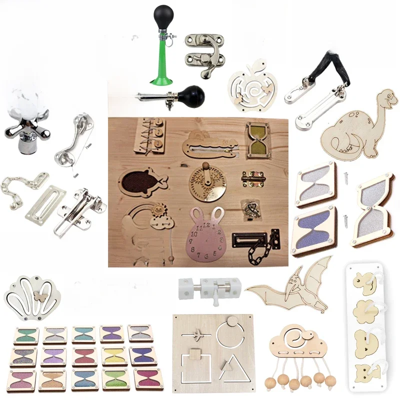 Planche occupée Montessori, jouet en bois, accessoire animal, réveil, miroir, déverrouillage éducatif, jouet sensoriel, jouet éducatif, bricolage