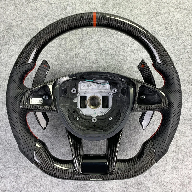 

Carbon Fiber Steering Wheel For Mercedes AMG A45 C43 C63 E63 S63 W205 W213 W222 Perforated Leather