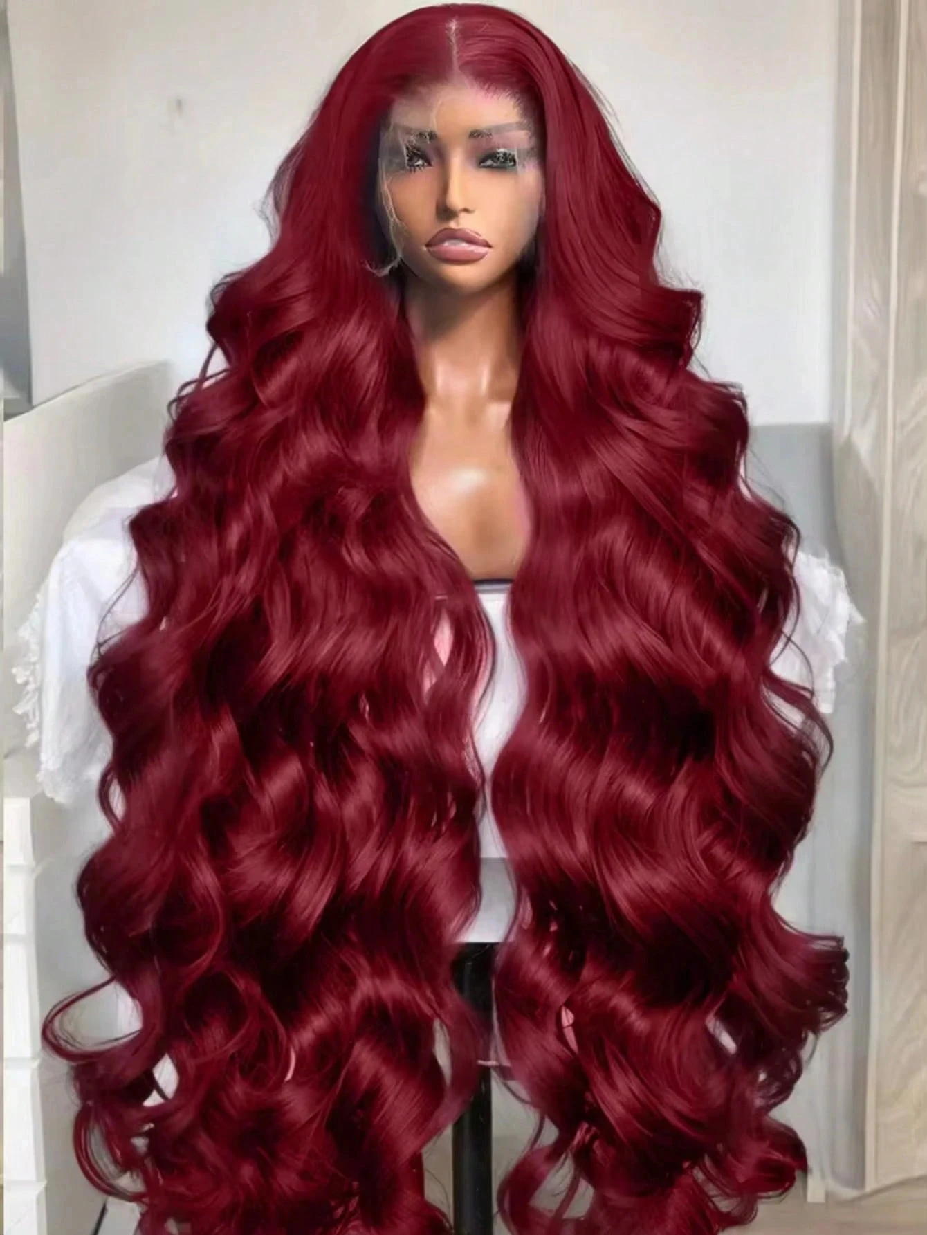 

30 Inch Burgundy Body Wave Human Hair Wigs 13x6 HD Lace Frontal Wig Colored 99j Wet And Wavy Curly Lace Front Human Hair Wigs
