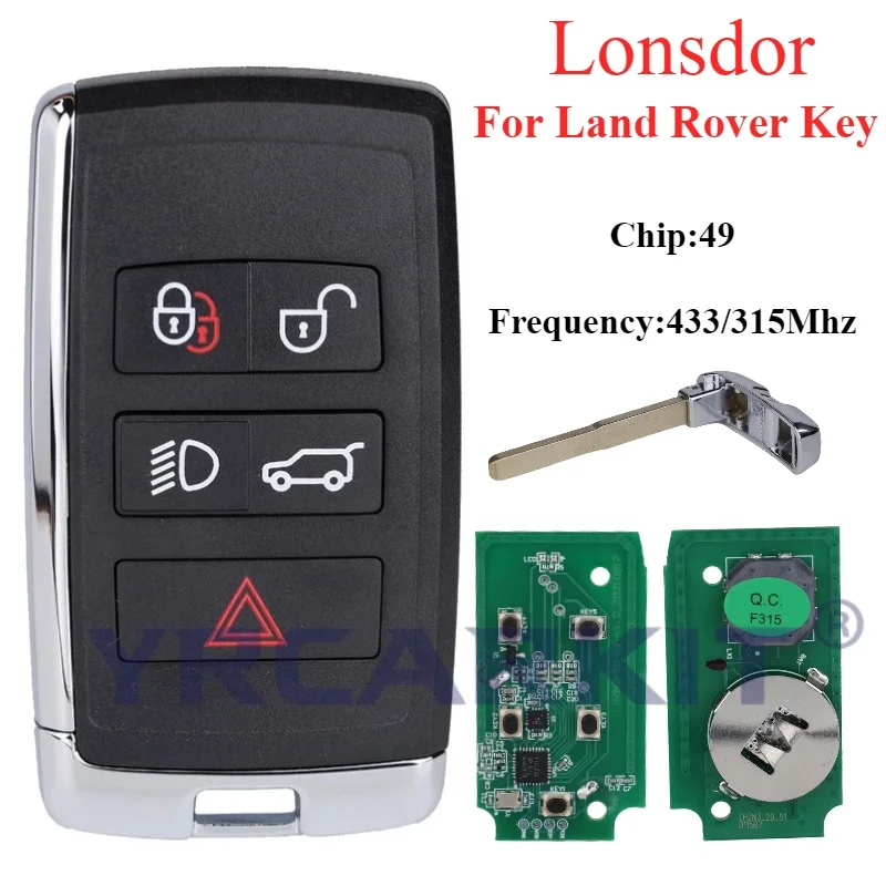 Lonsdor Smart Key for Land Rover LR2 LR4 Jaguar F-Pace F-Type XE XF XJ 315MHz/433MHz Support K518 2018 2019 2020 2021