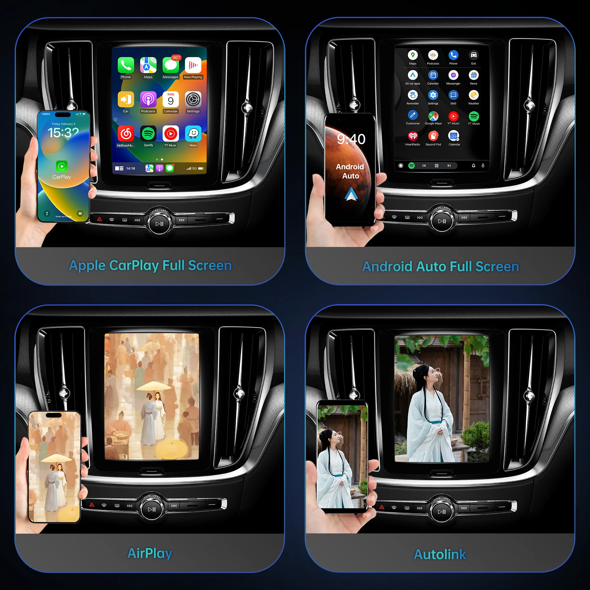 

Hualingan for Volvo Wireless CarPlay & Android Auto / XC60 XC40 XC90 S60 C40 S90 V60 V90 upgrade android13 8 + 128GB WiFi 4G BT