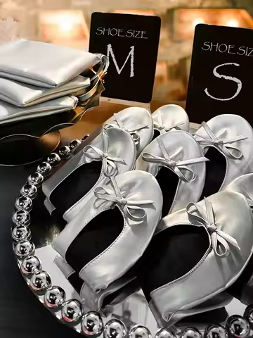 Women's Foldable Portable Ballet Flats Soft Sole Roll Up Slippers Slip OnComfy ancing Flat Shoes for Travel Wedding with Bag