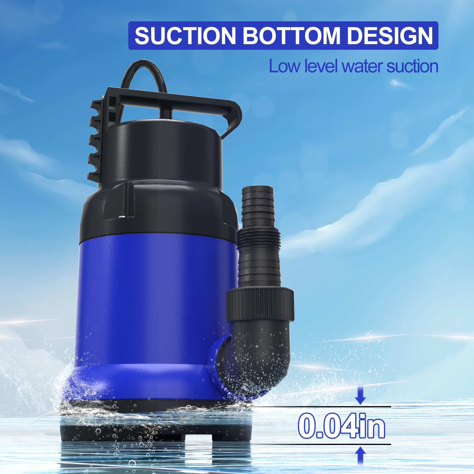 Pompa di scarico Pompa ad acqua sommergibile 1HP 4500GPH Pompe elettriche portatili per il drenaggio della piscina Vasca idromassaggio Seminterrato