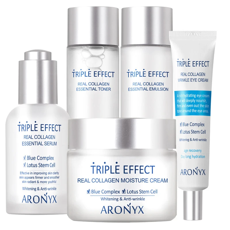 Triple Effect Real Collagen Set of 5 (Toner + Emulsion + Serum + Cream + Eye Cream)/Functional