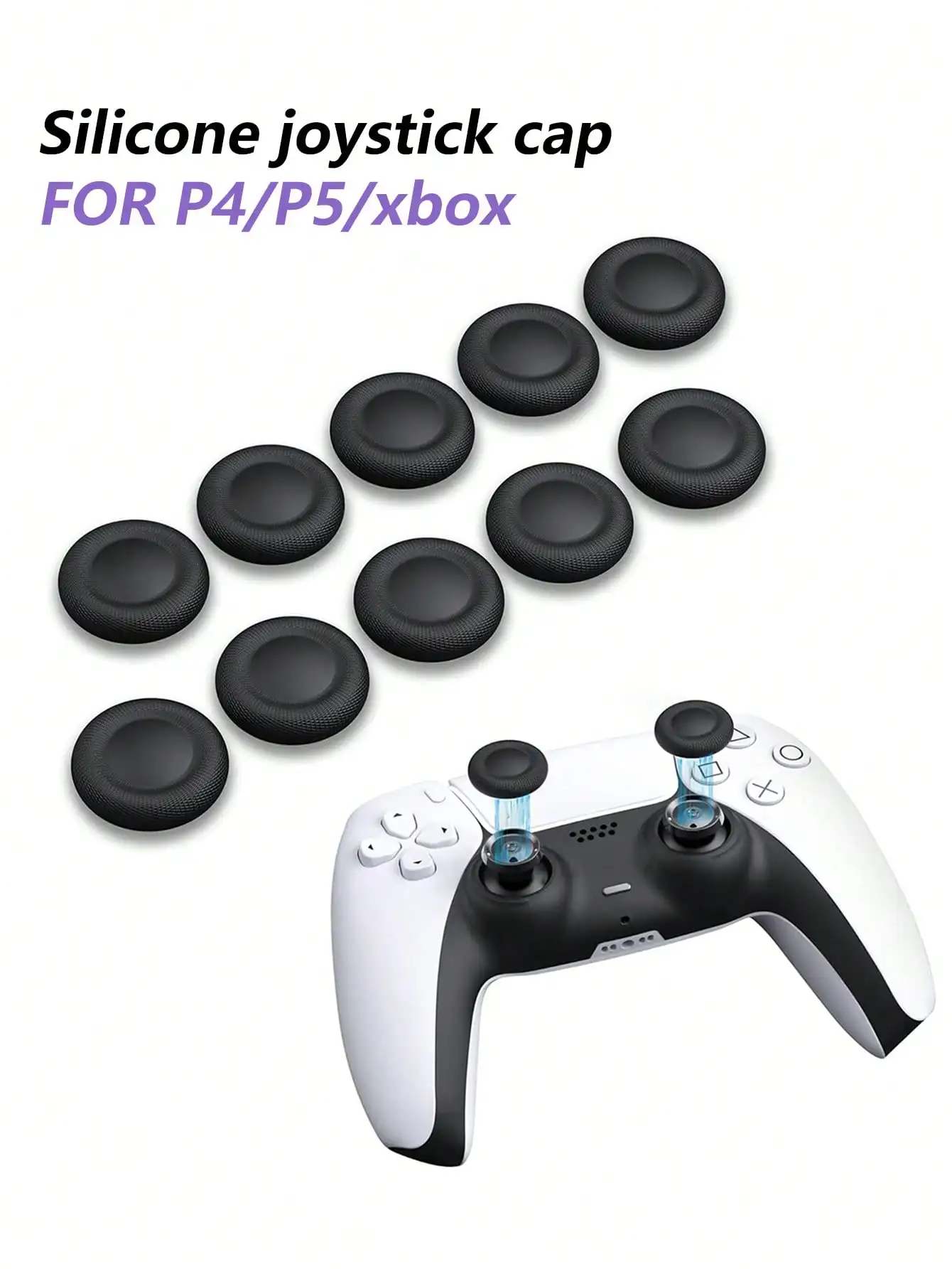 10 piezas de empuñaduras de silicona para pulgar compatibles con P5/P4, joystick analógico de alto rendimiento adecuado para joystick P4 P5 Xbo x Galaxy, mushroo