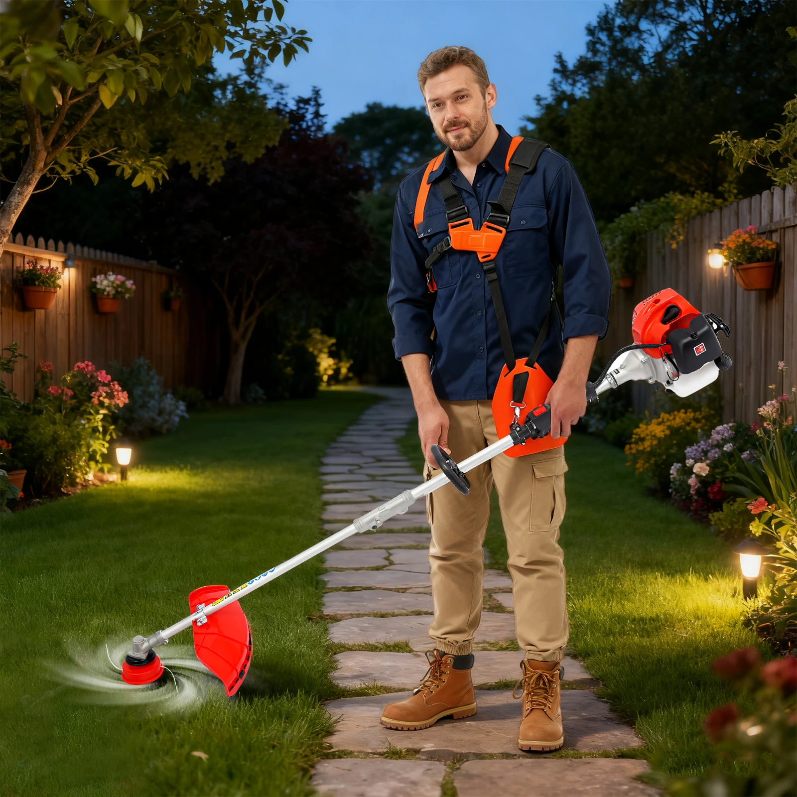 6500RPM Multi-Function Grass Trimmer Set– 1.4kw 2-Stroke Engine and 51.7cc Chainsaw Lawn Mower, Hedge Trimmer, Edge Cutter Etc