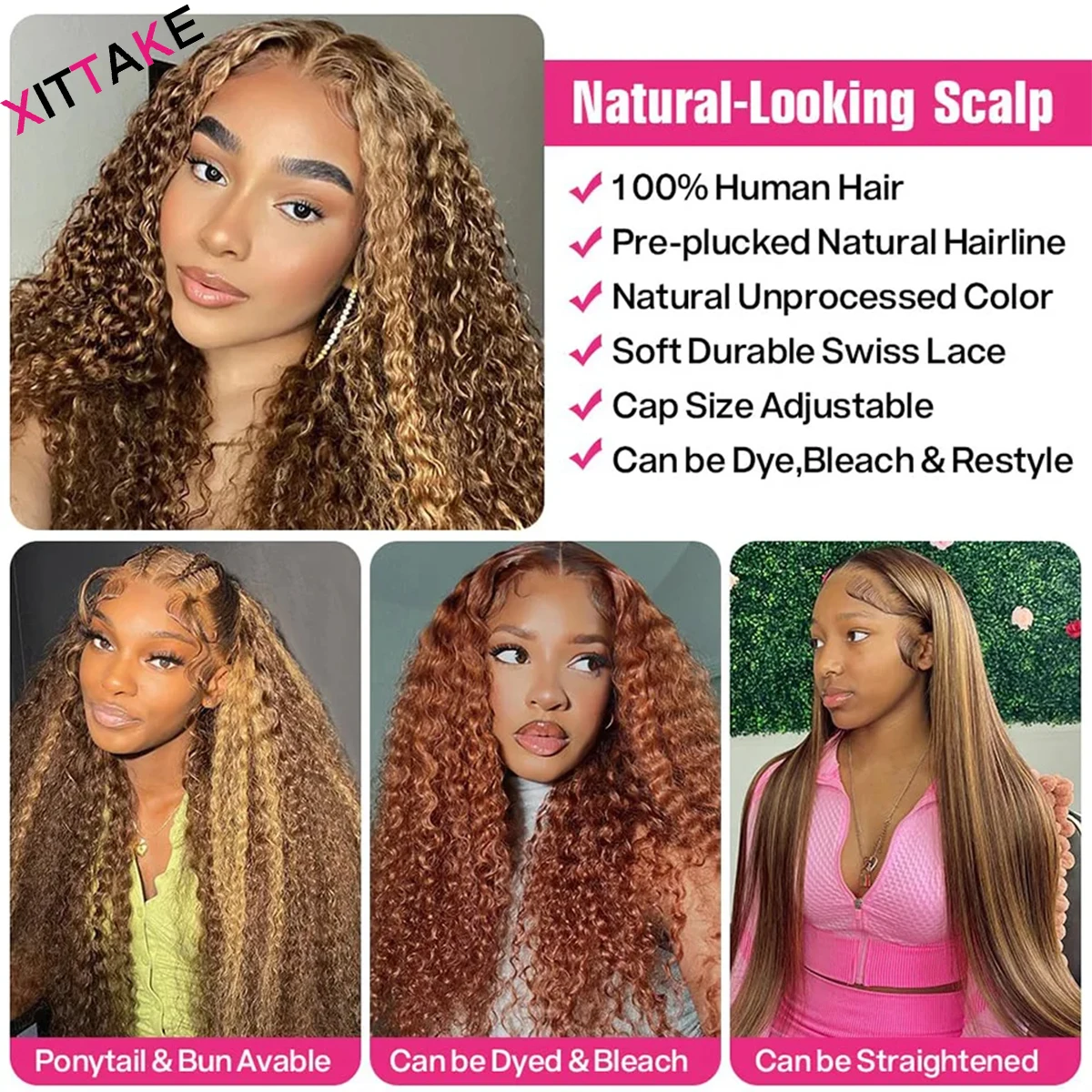 Evidenziare P4/27 Parrucche frontali in pizzo a onda profonda 13X4 HD Parrucche frontali in pizzo trasparente Capelli umani per le donne Parrucche Glueless pre-pizzicate