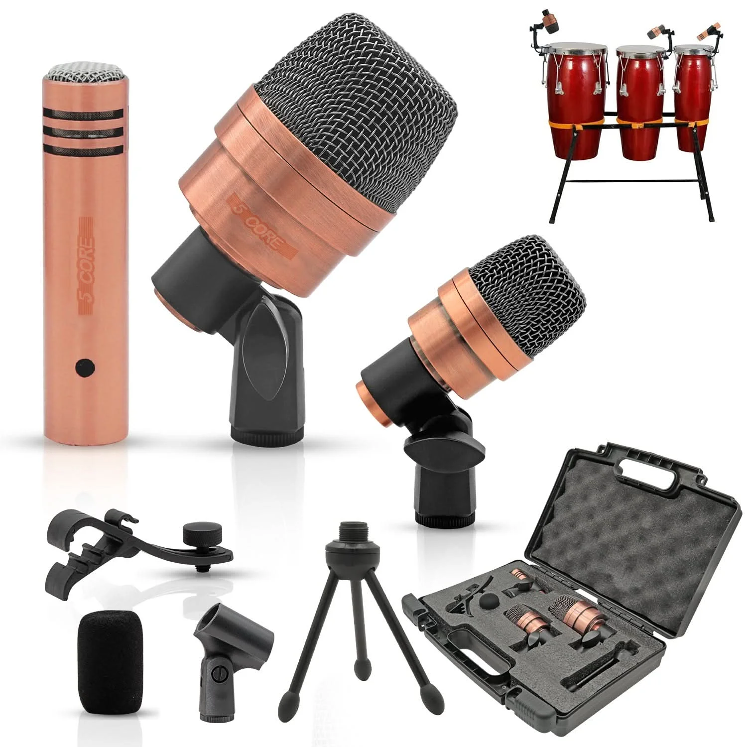 

5 Core Conga Mic Snare Tom Microphone Drum Kit Condenser XLR Instrument Mics CONGO 3XP Copperex