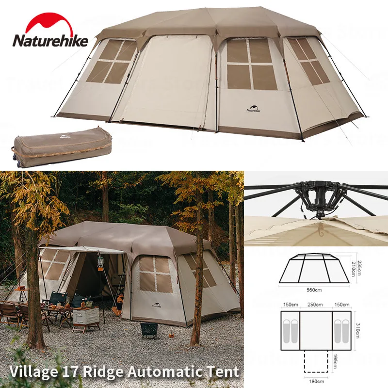 

Naturehike Village 17 Luxury Camping Tent 6-8 Person Large Space Automatic Tent Portable Waterproof Outdoor Picnic Quick Build