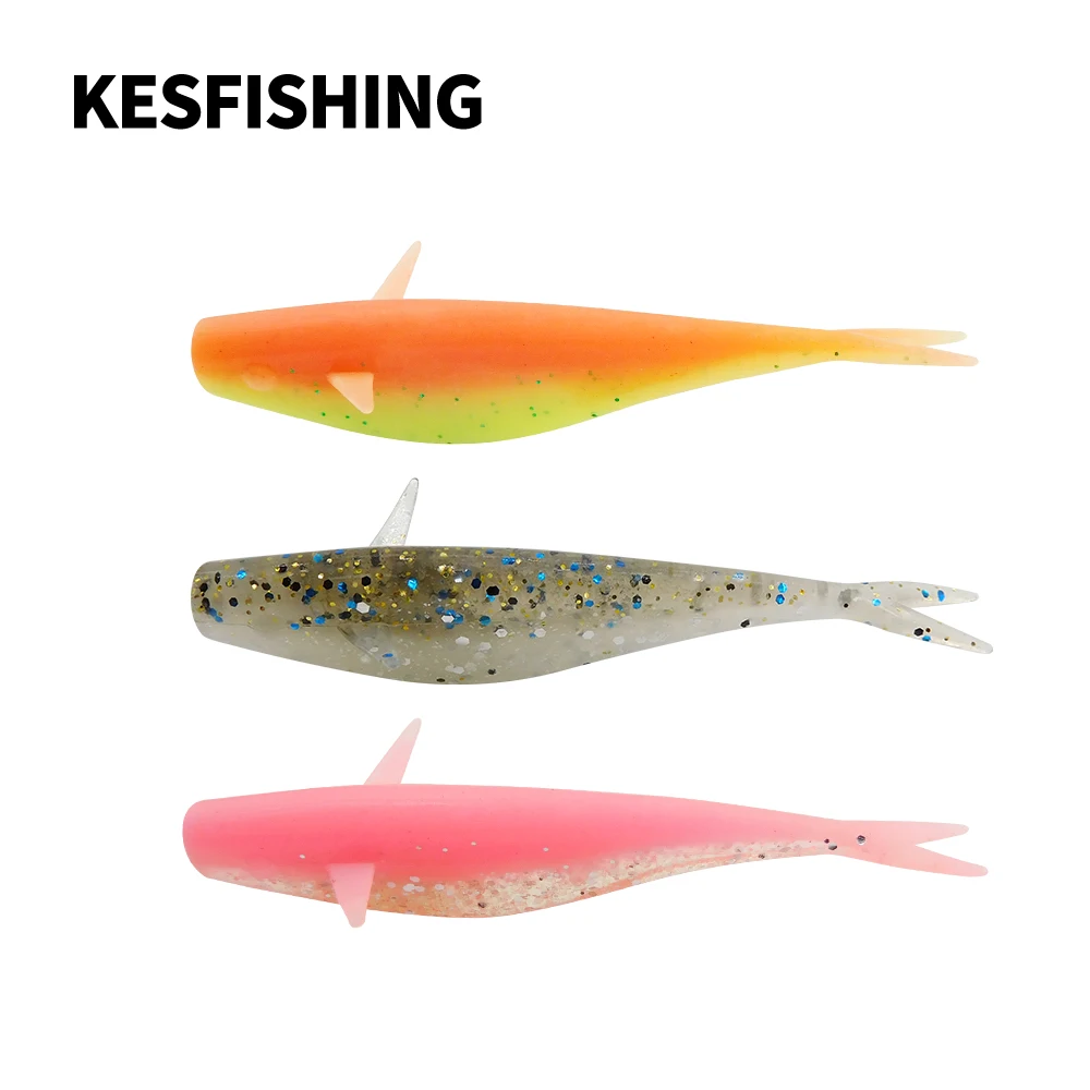 

KESFISHING New Quality plastic Lure Vertical shad 75mm 10pcs Soft Fishing Bait For Bass Carp Perch