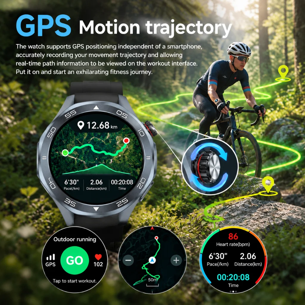 2026 New Smart Watch GPS Map Positioning Compass Air Pressure 100+Sports Tracking Fitness Men Women Universal Outdoor Smartwatch