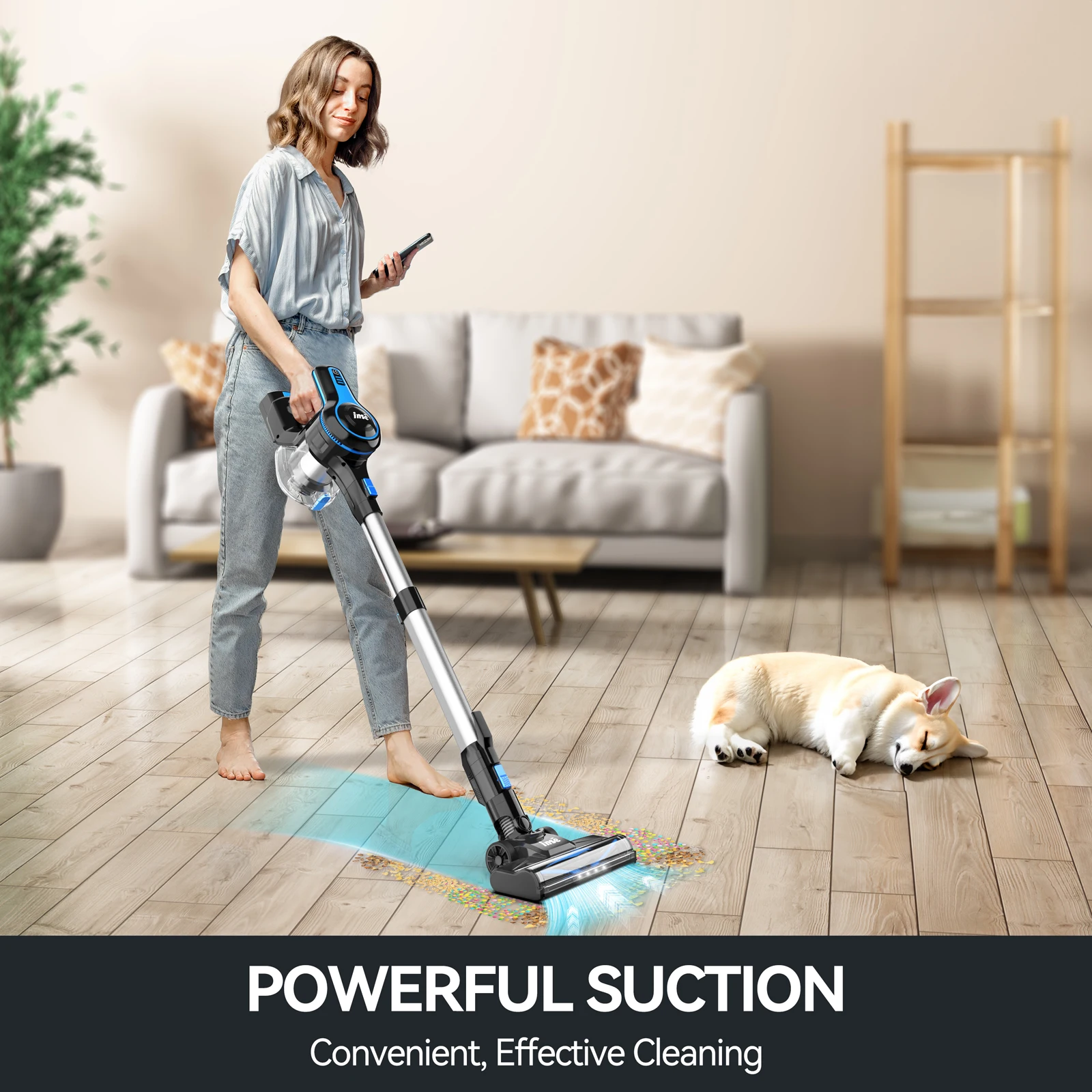 INSE N5T Cordless Vacuum Cleaner 6-in-1 20Kpa Rechargeable Lightweight Stick Vacuum with 2200mAh Battery, for Household Cleaning