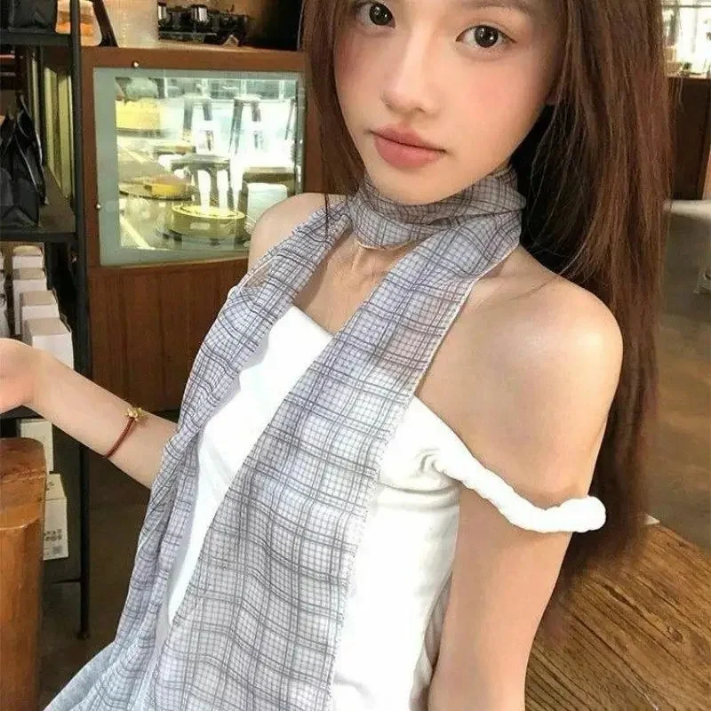 140cm Y2k femmes longue écharpe sac en soie ruban bandeaux tour de cou dentelle florale écharpe Ins Long ruban écharpe châle mince foulard